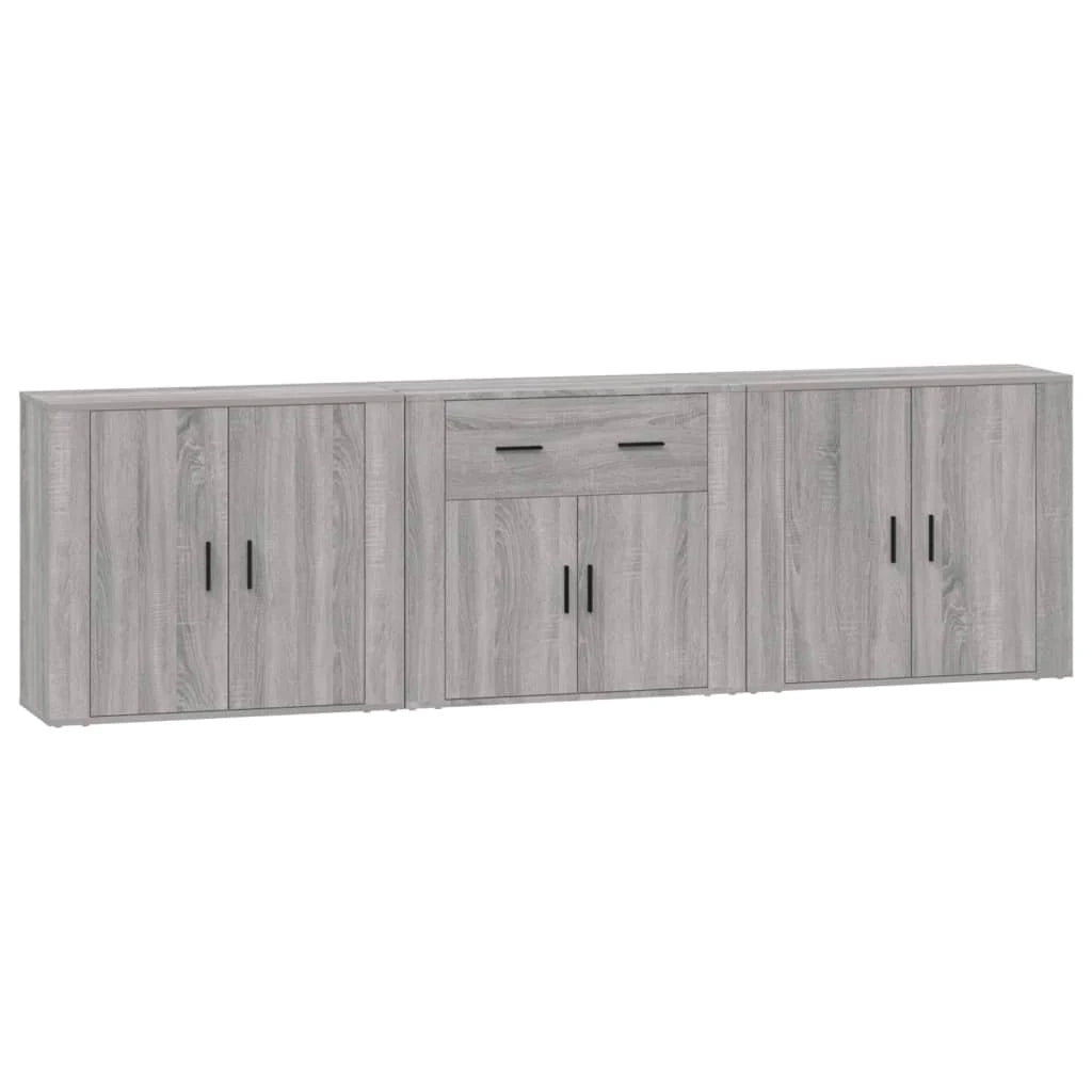 Credenza cassettiera cassettiera mobile contenitore organizer cucina soggiorno soggiorno 3 pz sonoma MDF grigio 02_0037192