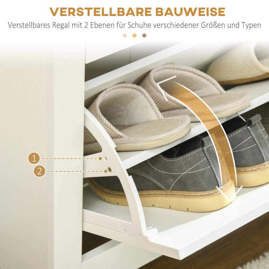 Scarpiera con 3 cassetti estraibili e ripiano superiore per 18 paia di scarpe in pannello truciolare bianco