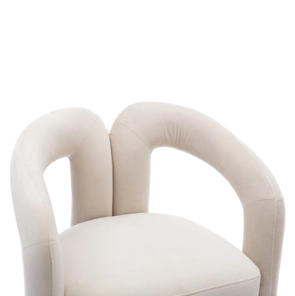 Sedia da pranzo imbottita in velluto beige con schienale avvolgente 64x50;5x71 cm