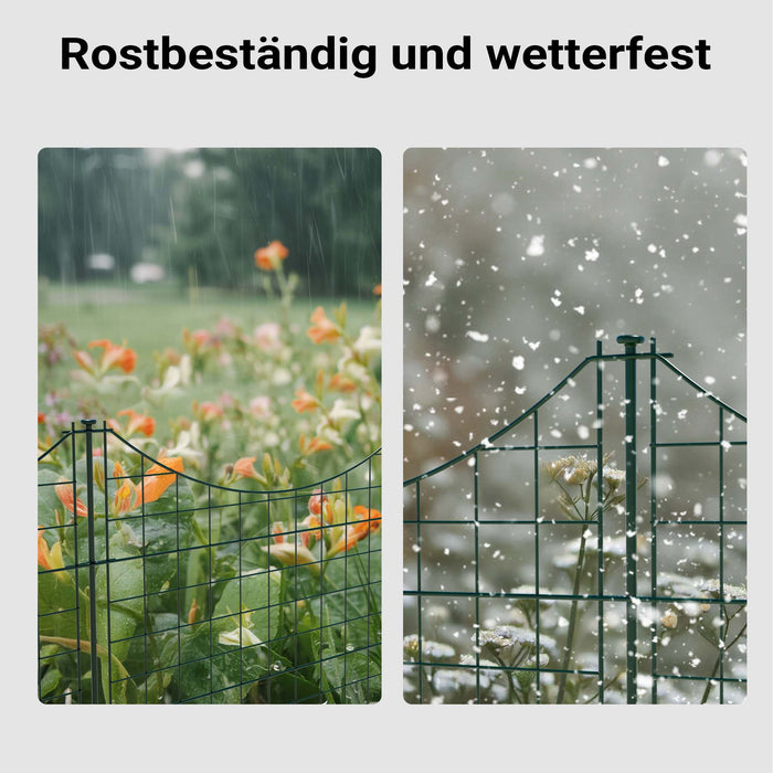 Recinzione giardino, set con 5 elementi verdi con bordo curvo, recinzione in rete metallica 770 x 8 x 640 mm, recinto a innesto di facile montaggio