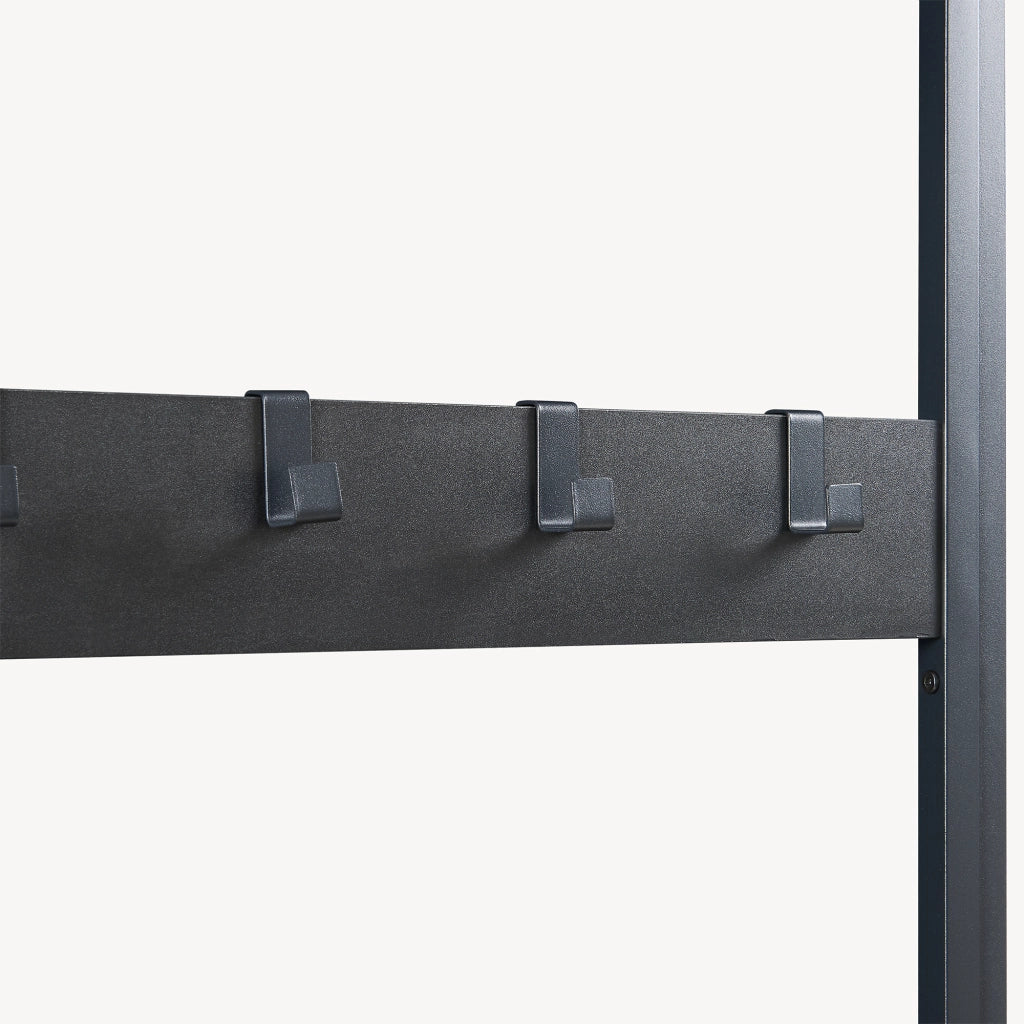 Stand Appendiabiti Napinerg con Specchio Panca e Scarpiera 185 x 98 x 34 cm - Nero [en.casa]