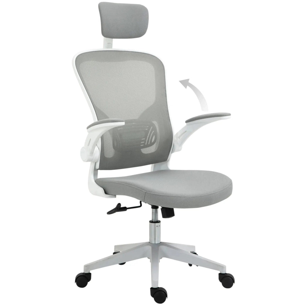 Sedia da ufficio ergonomica grigia con poggiatesta