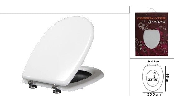 Copriwater Tavoletta WC in Legno MDF Aretusa Bianco 35,5 x 45 cm