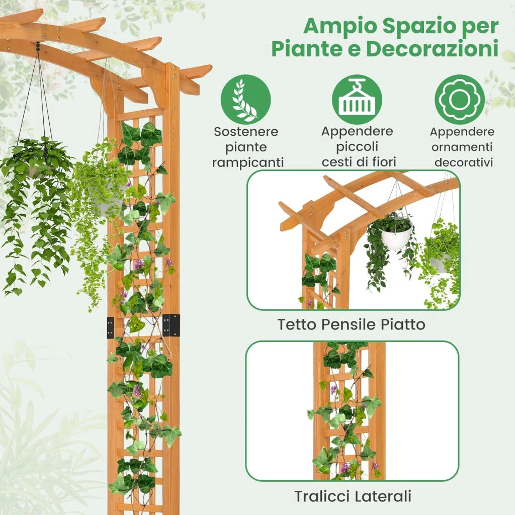 Arco da Giardino in Legno, Pergola da Esterno per Piante Rampicanti, Pergolato per Matrimonio e Feste, da Giardino, Patio e Cortile (Modello 2)