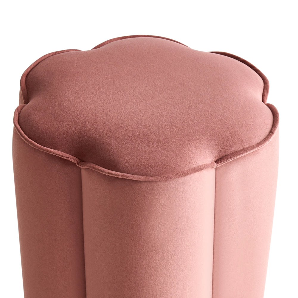 Pouf Rosa Lino Rotondo 39 x 34 x 45 cm Pouf d'Accento Tappezzeria Soggiorno Moderno Camera da Letto Mobili