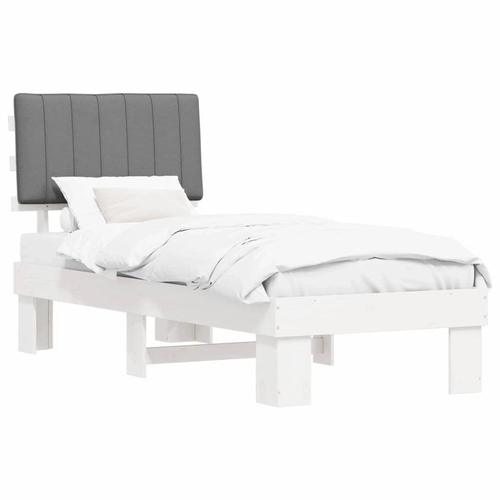 Letto con Testiera Rivestita Grigio chiaro 80 x 200 cm 877523