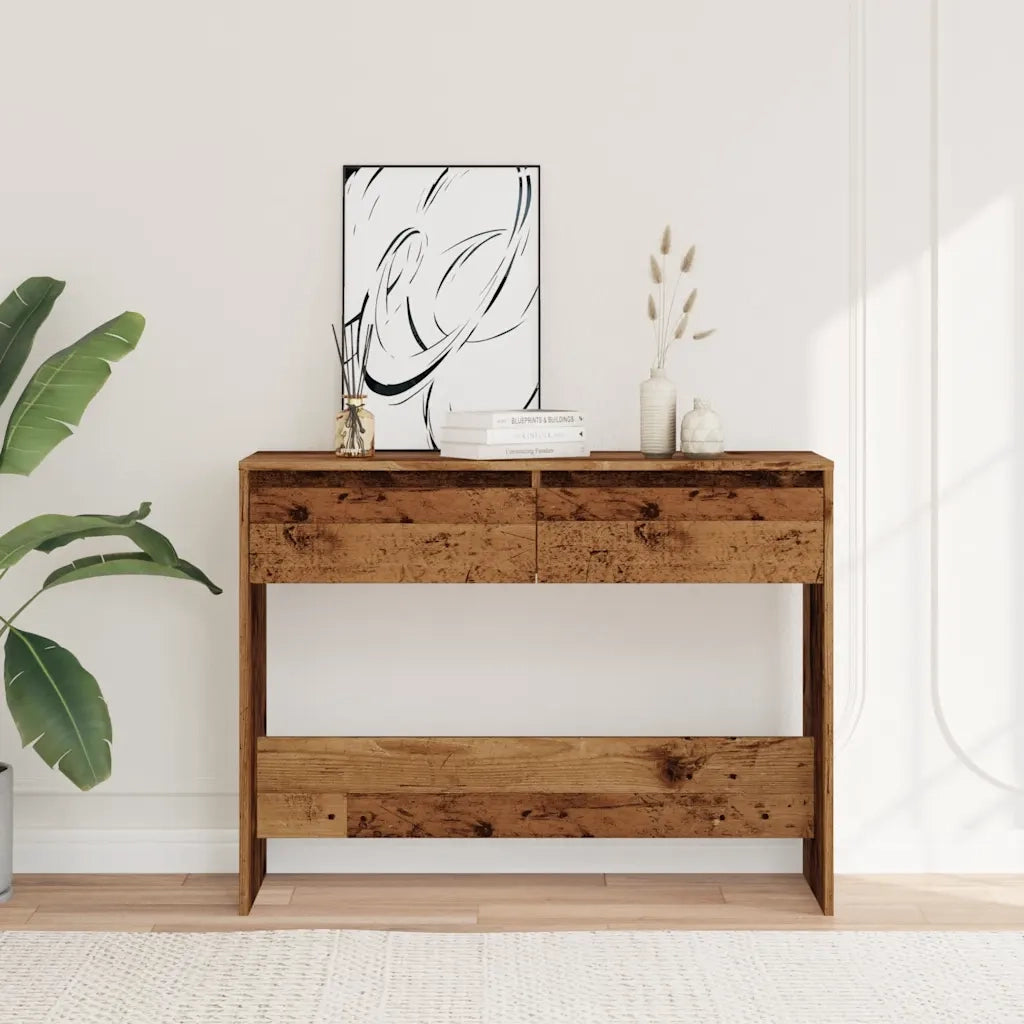 Tavolino Consolle-Tavolino da soggiorno-Tavolo Legno Vecchio 100x35x76,5 cm in Truciolato