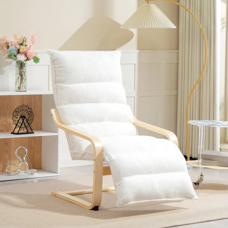 POLTRONA Relax con poggiapiedi regolabile 67x93-114x105 cm Bianco