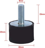 Supporti in gomma M8 M6 Dampened anti-vibrazioni Silentblock-schermi Nero - Argento VD30*20 M8*23.