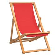 Sedia da Giardino | Sedia da Spiaggia Pieghevole in Legno Massello di Teak Rossa