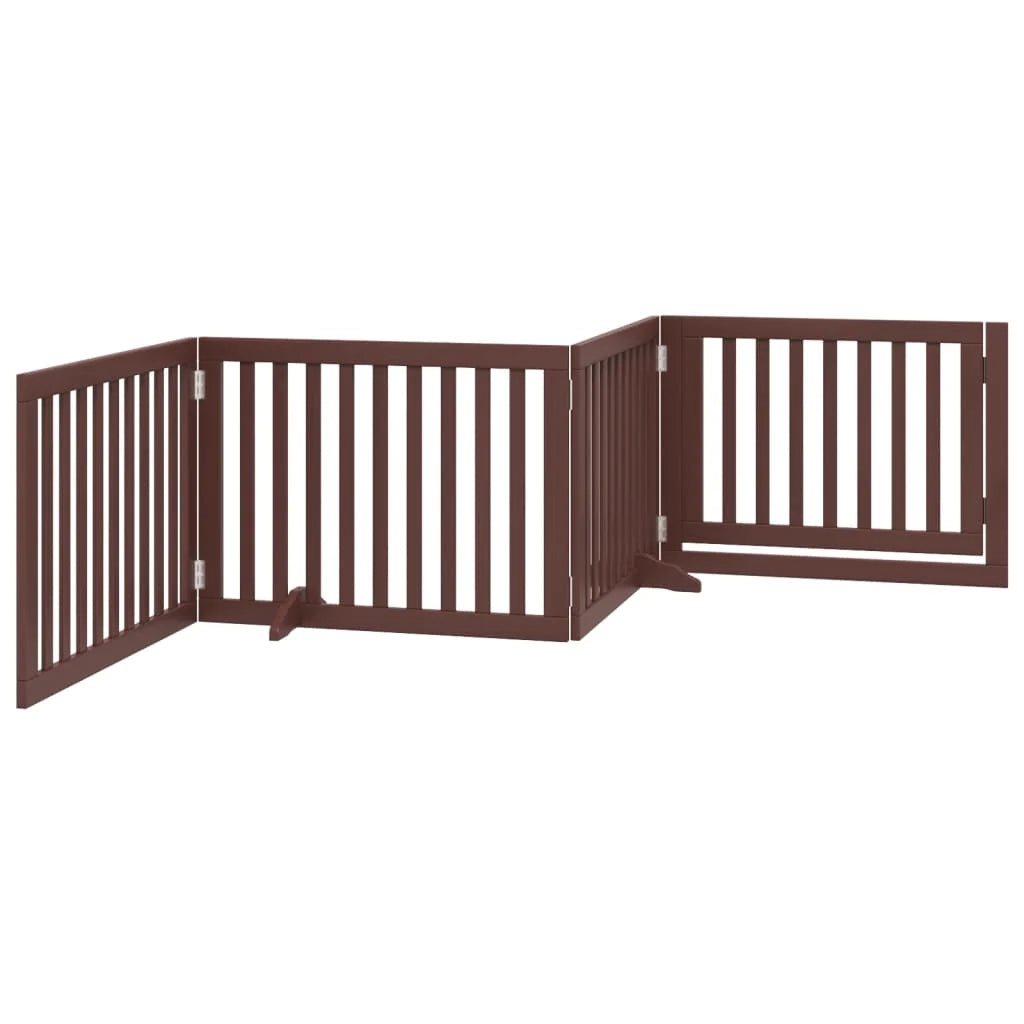 Cancelletto di sicurezza per cani con porta in legno di pioppo marrone a 4 pannelli 02_0023301