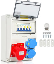 Adattatore di distribuzione CEE per parete IP44 per montaggio a parete box di contatto per cantiere 1x16A 2x230V con LS