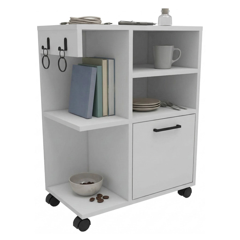 Fornelli, Armadio Multiuso 1 Anta 5 Ripiani, 81x60h cm Bianco