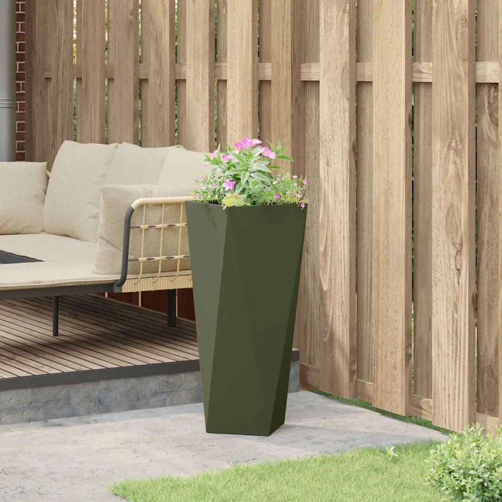 Fioriera | Cassetta per fiori | Vaso Verde oliva 30 x 30 x 75 cm Acciaio