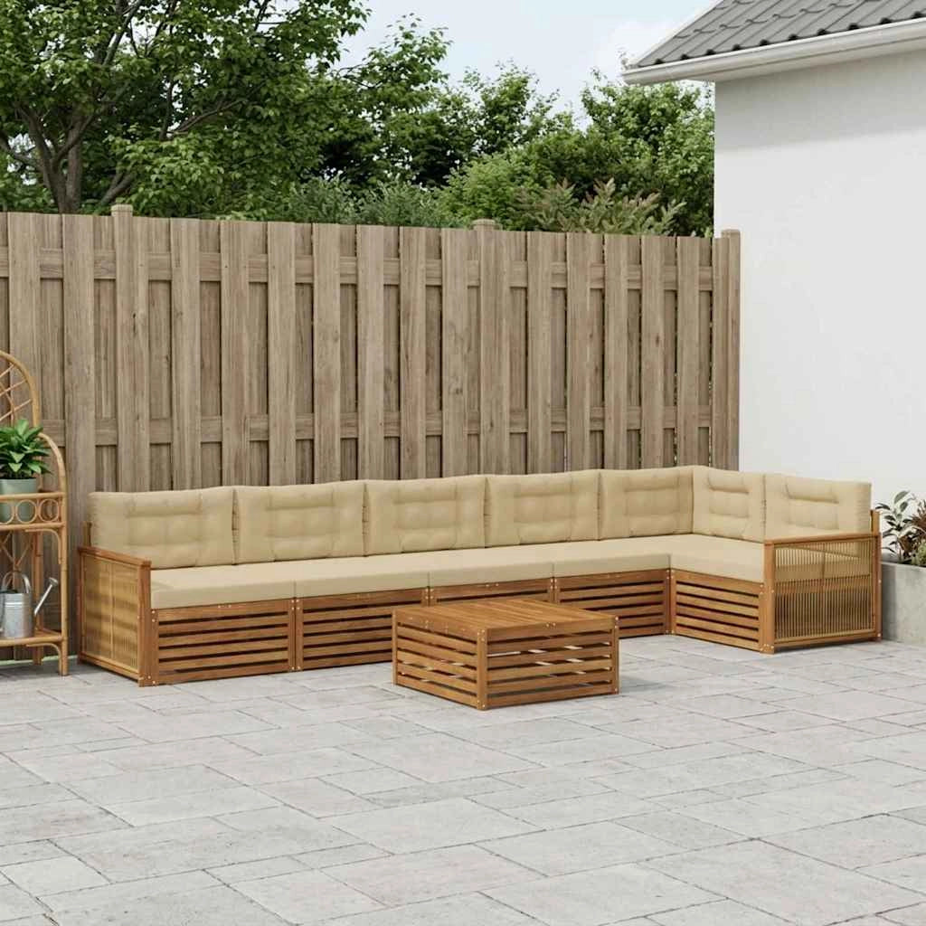 Set di divani da esterno 7 pz Naturale e Beige 3383451
