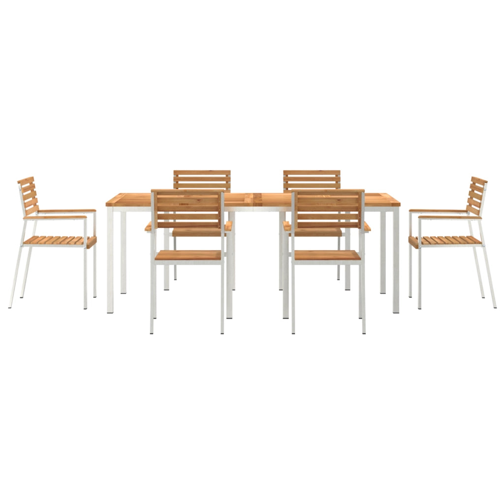 Set da Pranzo da Giardino  a 7 Pezzi in Legno Massello Teak