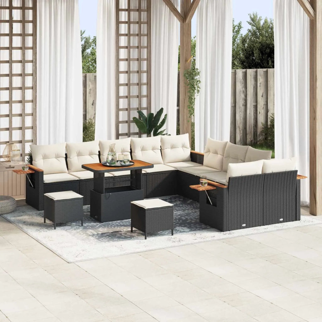 Set Divano da Giardino 13 pcs Nero polyrattan 3363105