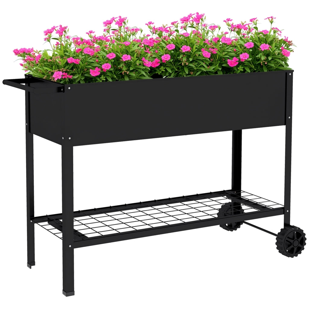 Fioriera con Ruote e Vassoio ¨C zephmum ¨C 109x39x80 cm Nero