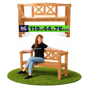 Panchina da giardino in legno KADAX con schienale 119 cm Panchina da terrazza per giardino Tik