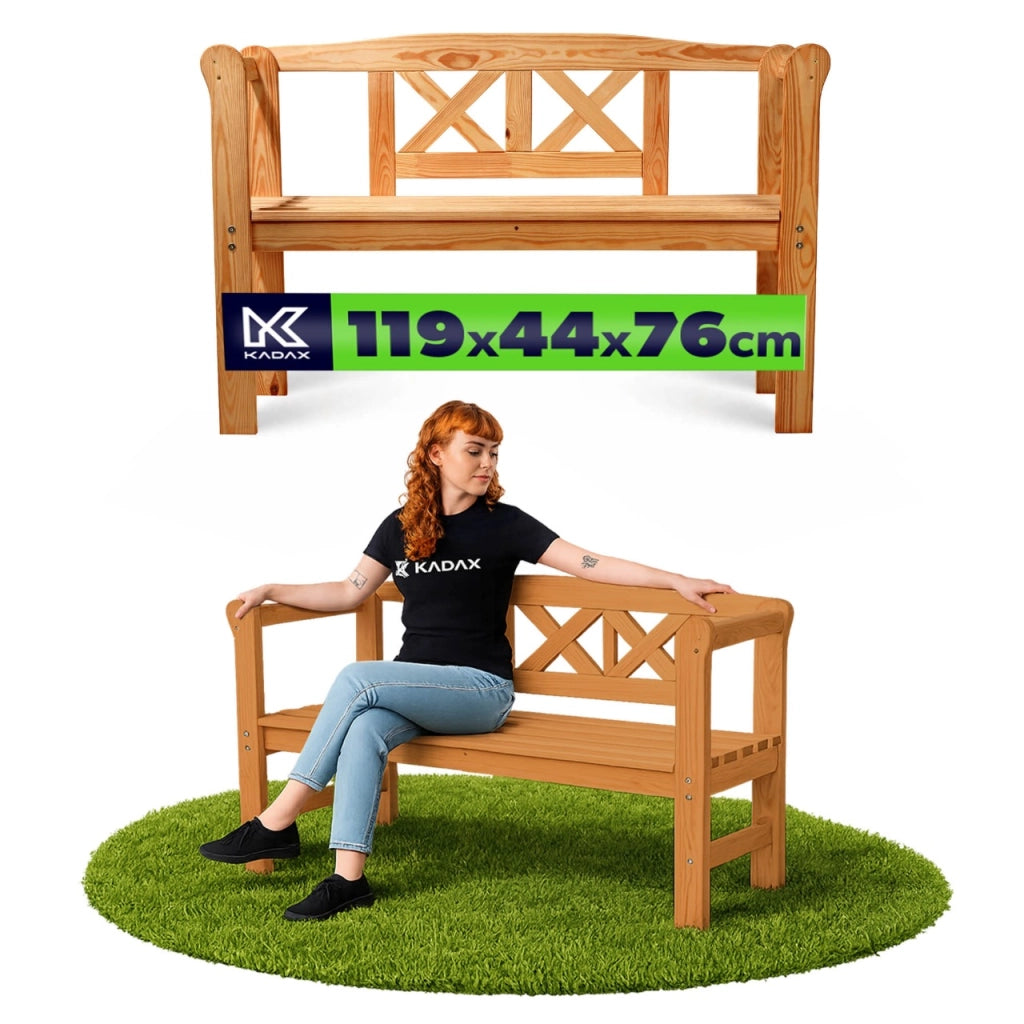 Panchina da giardino in legno KADAX con schienale 119 cm Panchina da terrazza per giardino Tik