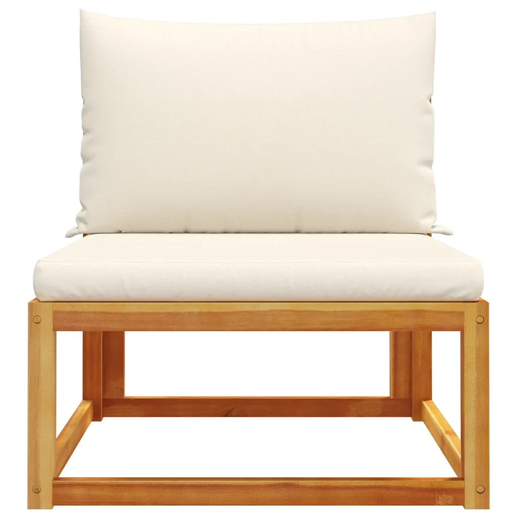 Divano da giardino senza braccioli con cuscini in legno di acacia e rattan 4008169