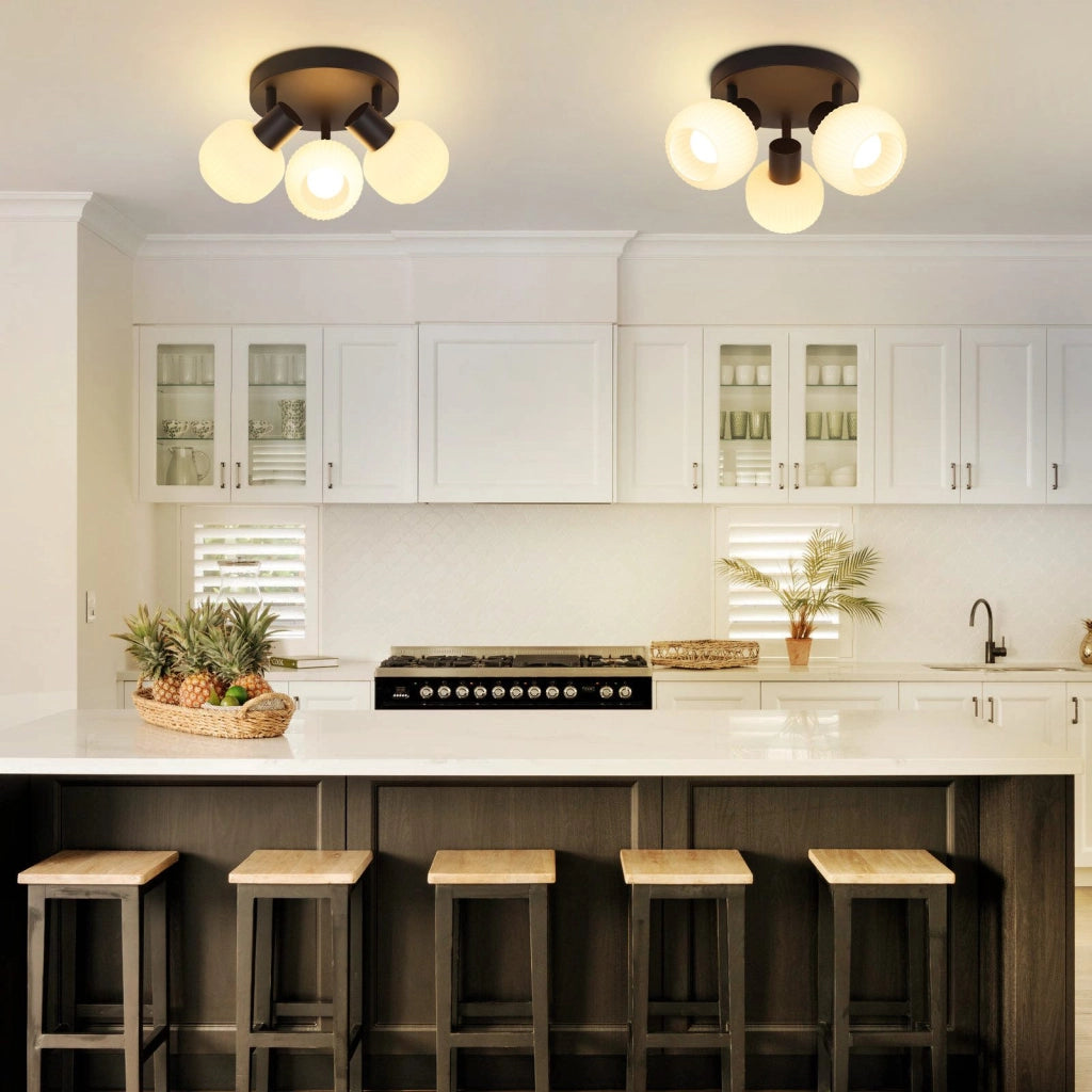 ZMH Faretto da soffitto 2 paralumi in vetro E14 vintage senza lampadina nero orientabile 350°