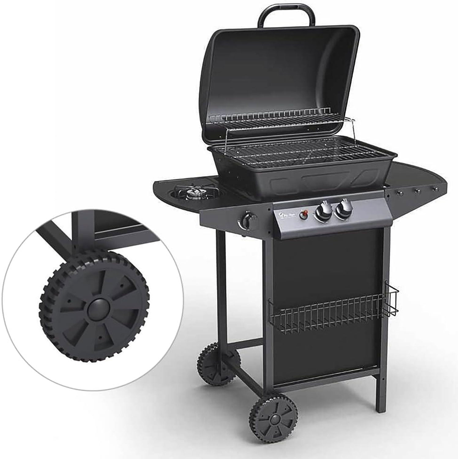 Barbecue a Gas 2,9 kw Alabama Superficie di Cottura in Pietra Lavica Nero