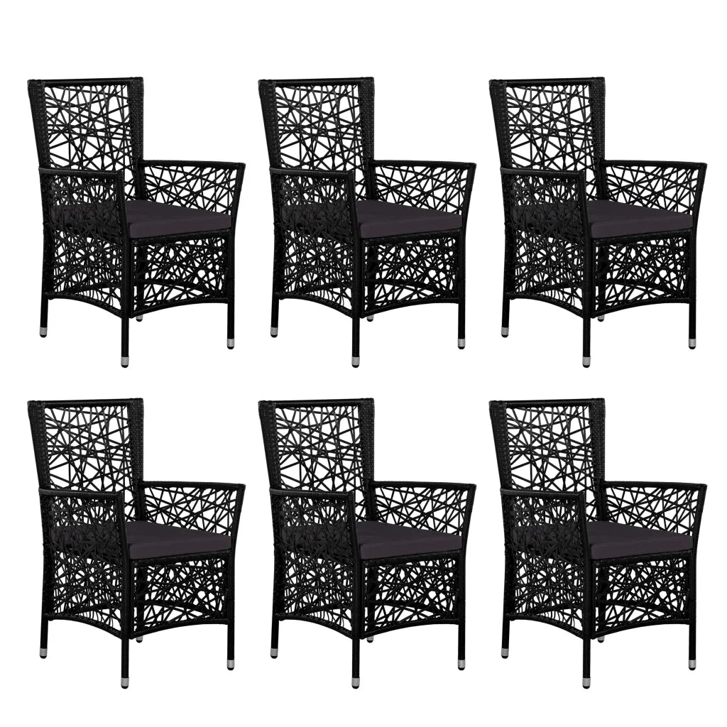 Set da Pranzo da Giardino 7 pz in Polyrattan Nero 44087