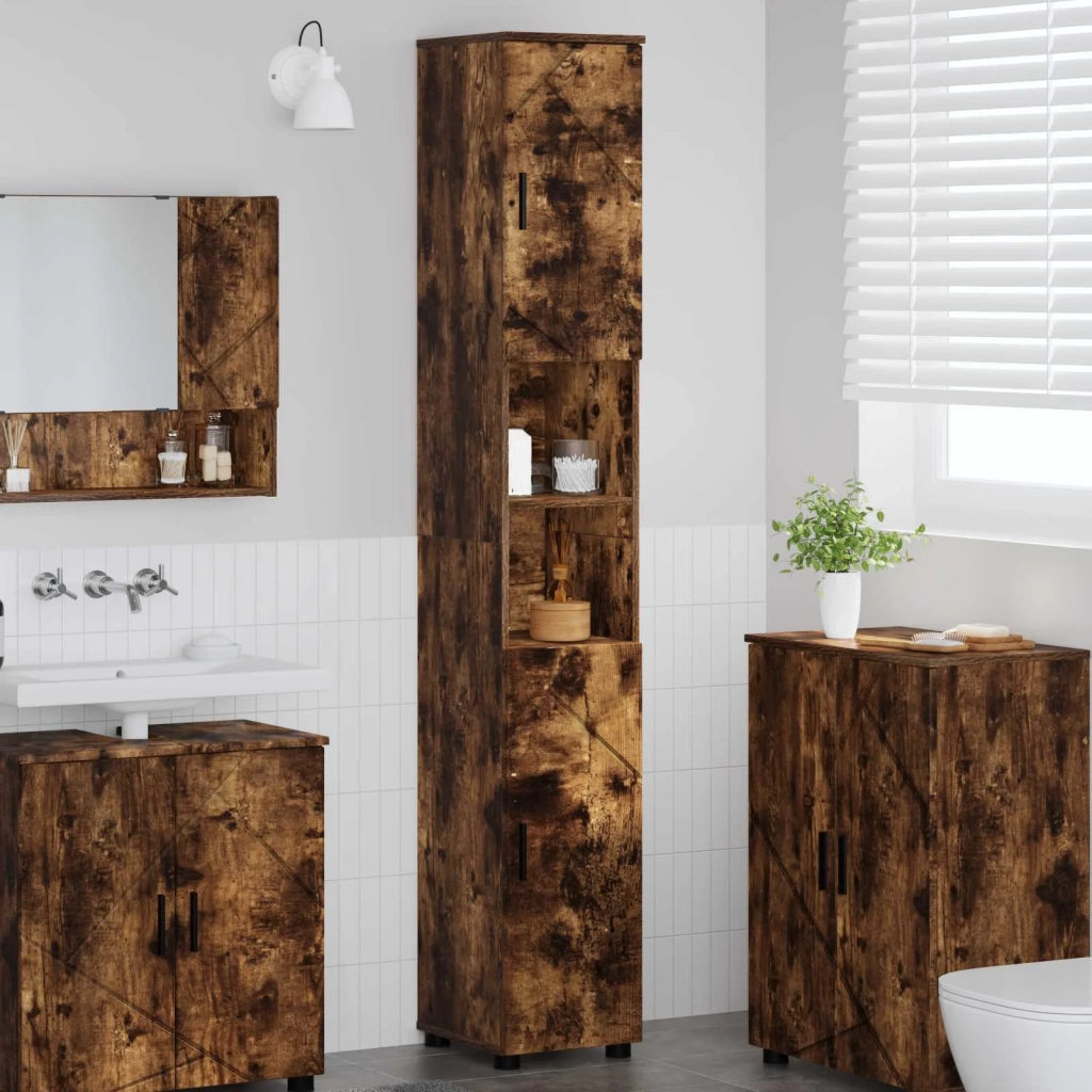 Mobile da Bagno con archiviazione Rovere fumé 30 x 35 x 192 cm 883339