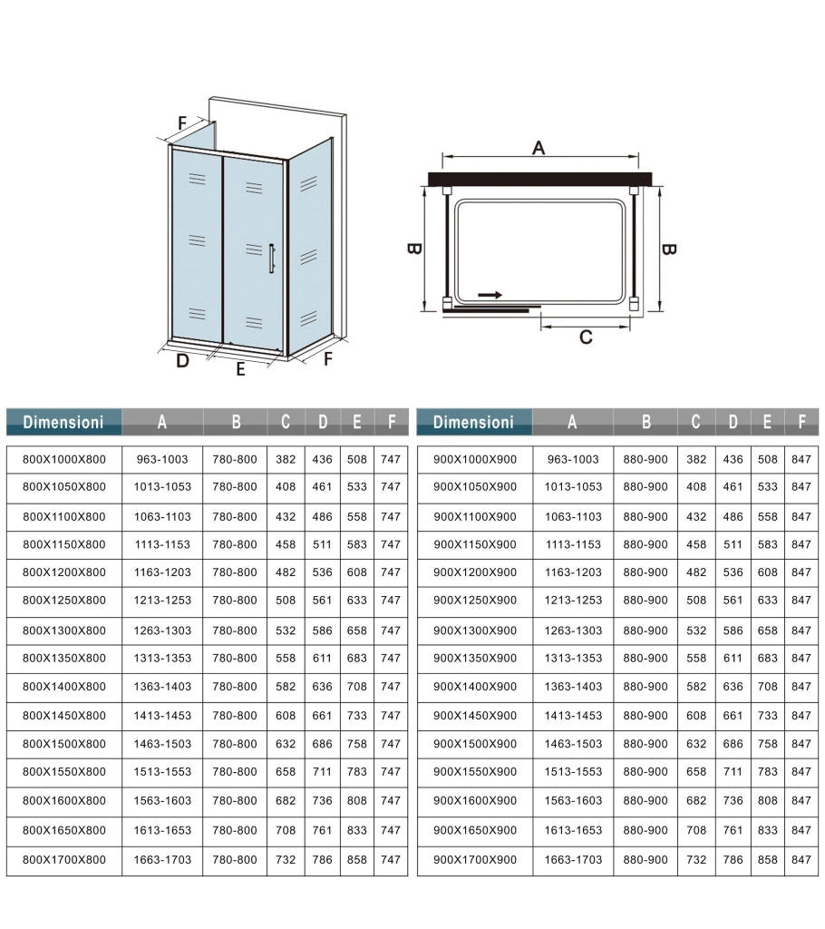 185 cm Box Doccia a Tre Lati Porta Scorrevole con Doppia Parete Fissa Vetro Temperato 5 mm Trasparente Telaio Cromato Lucido 80x145x80 cm