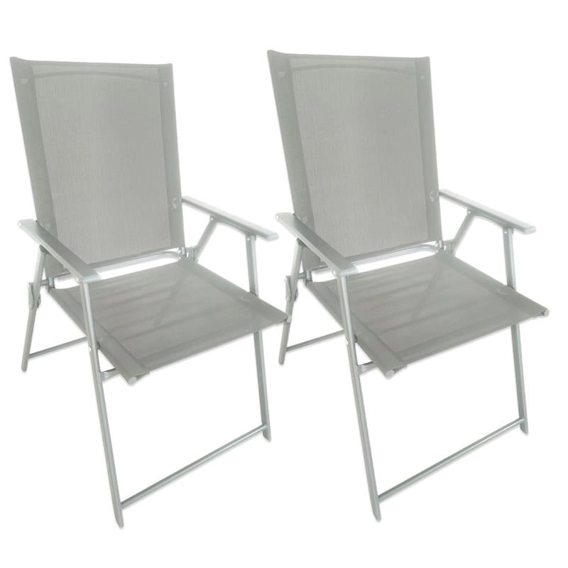SET 2 SEDIE PIEGHEVOLI MALIBÙ STRUTTURA IN ACCIAIO SEDUTA IN TEXTILENE COLORE ECRU 57X66X96 CM
