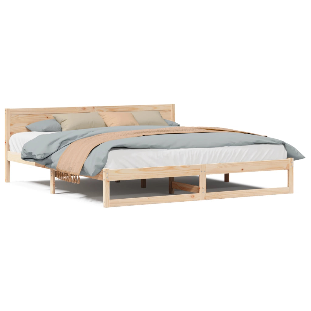Struttura Letto Legno Naturale Legno Massello di Pino 180 x 200 cm