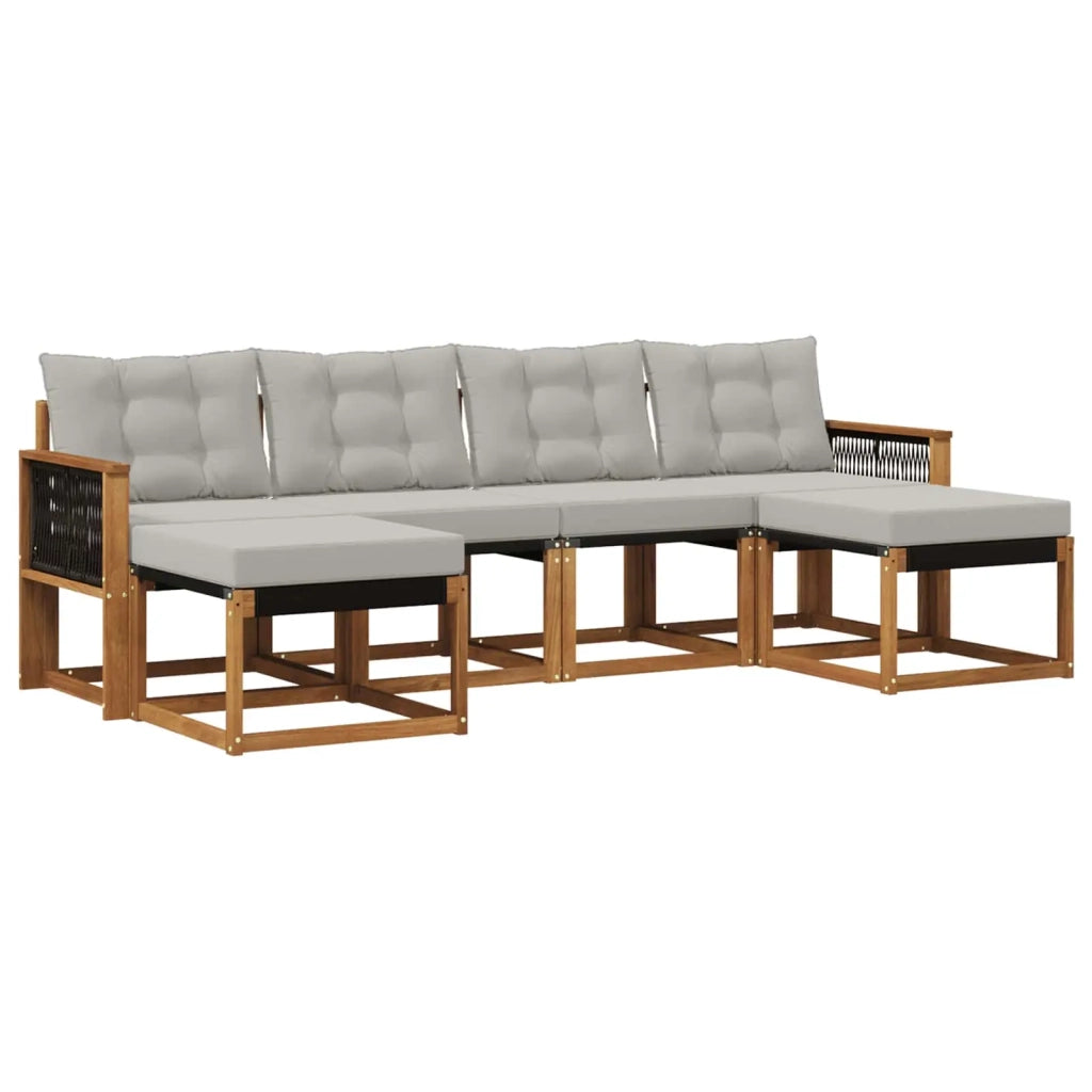 Set di divani da esterno 6 pz Naturale e Grigio Chiaro 3382127