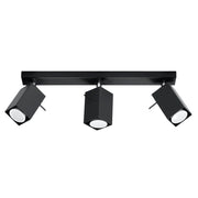 Plafoniera Pure Lume BRAVEA 3 luci GU10 nera cromo