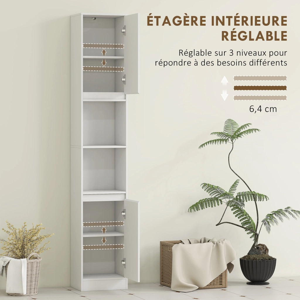 Colonna bagno con 2 ante e 2 ripiani aperti ¨C zephmum ¨C bianco 30x24x170 cm