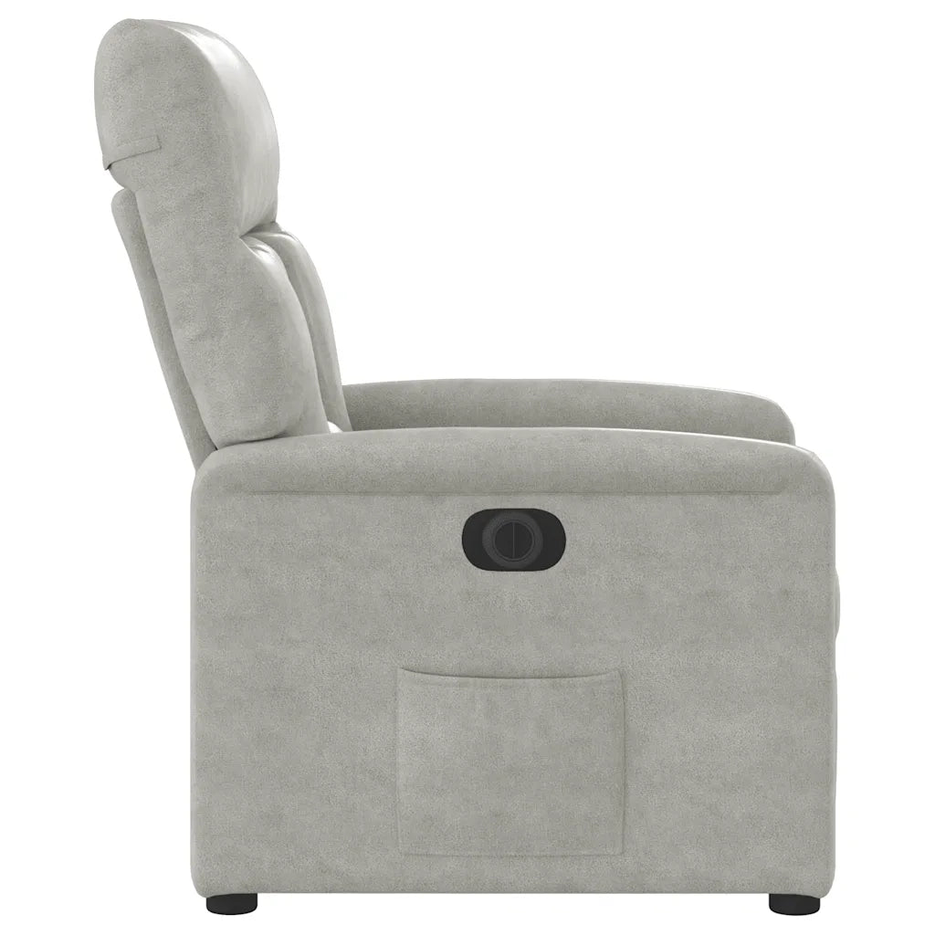 Poltrona Reclinabile Elettrica Grigio Chiaro Tessuto Microfibra 3303074