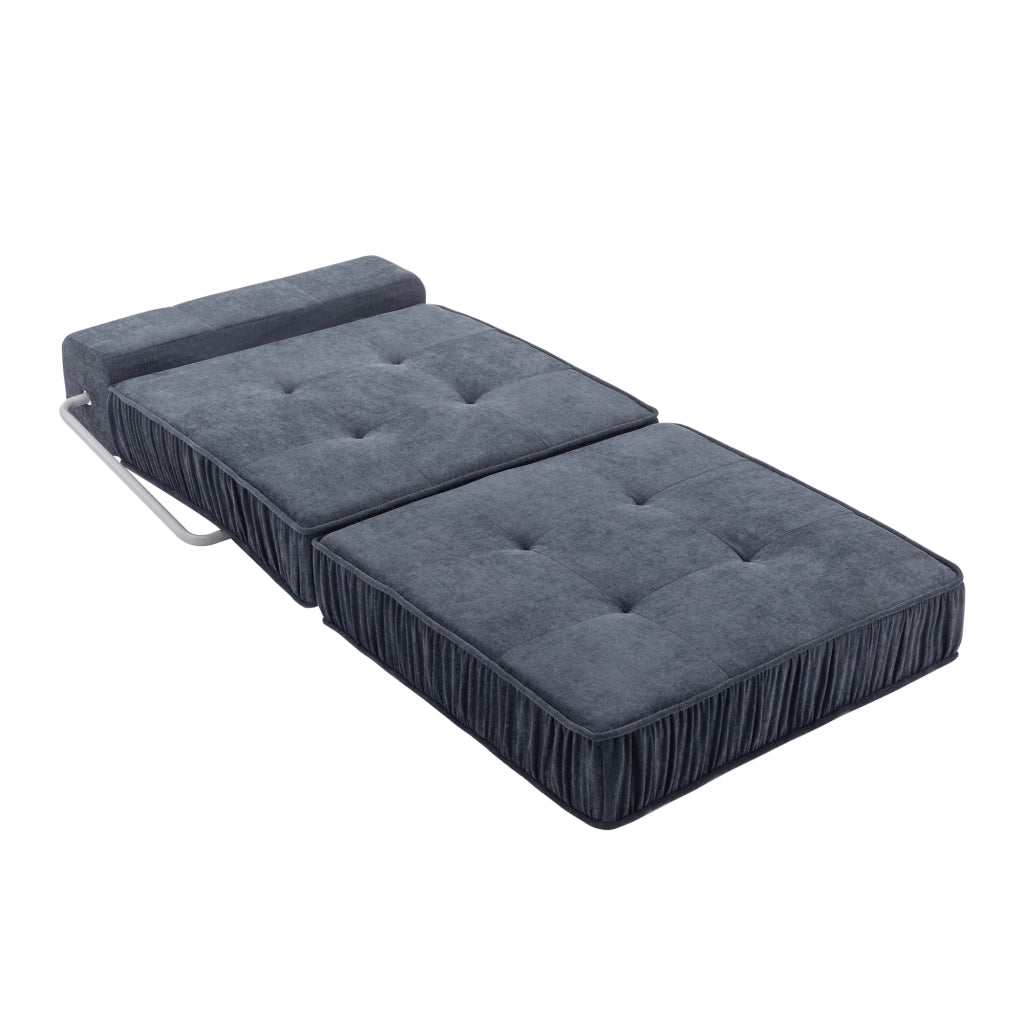 Divano modulare in schiuma con funzione letto e seduta convertibile in chenille grigio 186 × 93 × 44,5 cm