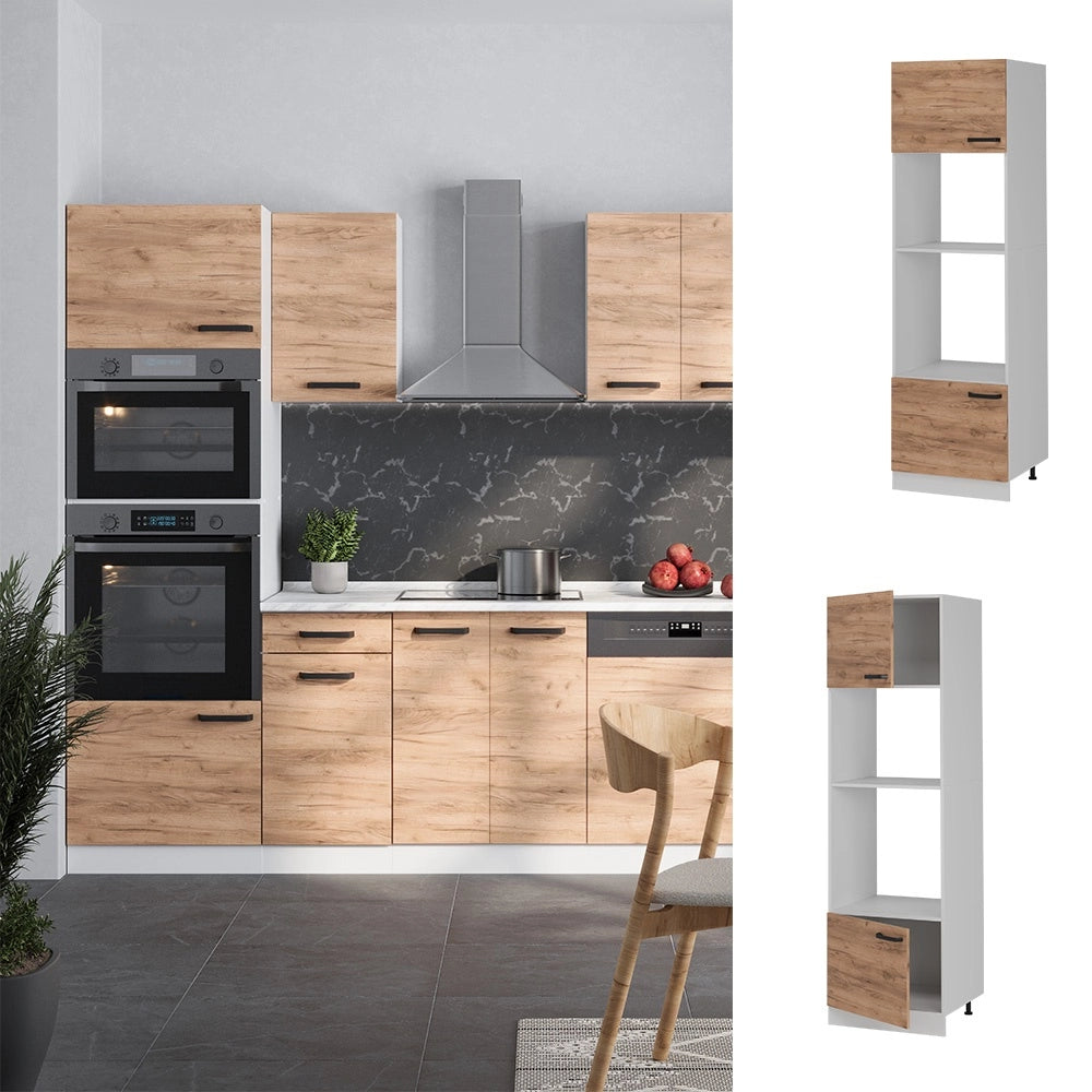 Mobile cucina microonde R-Line Rovere dorato/Bianco 60 cm senza piano di lavoro Vicco