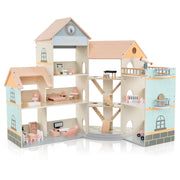 Casa delle bambole angolare in legno 107 x 82,5 x 94,5 cm con 41 pezzi di mobili e accessori design in legno arancione 20_0012636