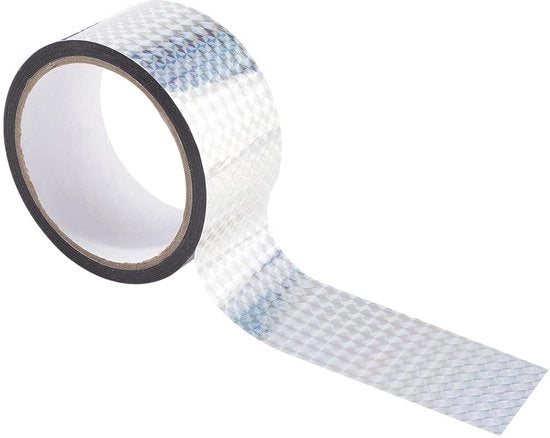 Telaio Riflettente Holografico - 50 metro - Impermeabile e Autoadesivo - Grigio - Per Progetti DIY - Detersivo per Uccelli