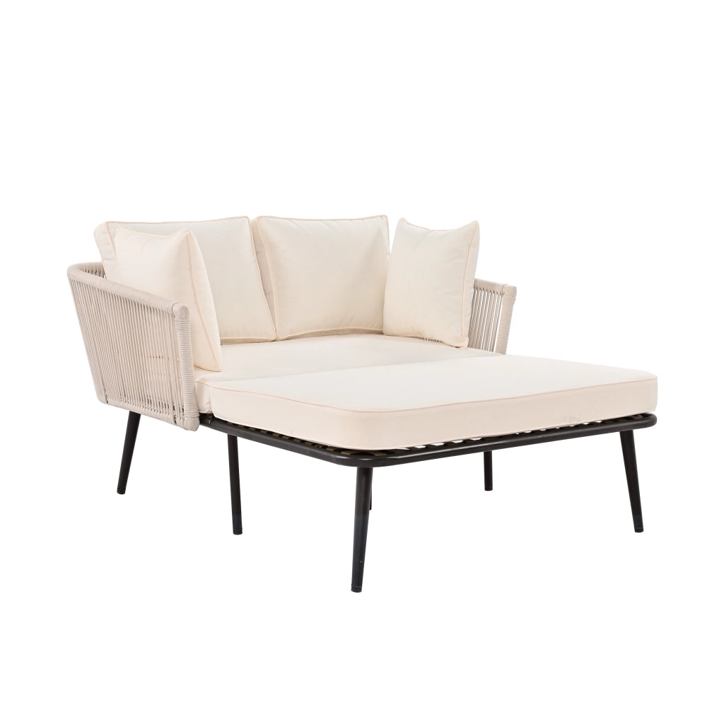Divano da giardino con 2 cuscini e 2 cuscini serama solare esterna mobili da giardino set di mobili da balcone mobili da soggiorno mobili da terrazza cuscini rimovibili e lavabili beige