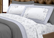Completo Lenzuola Letto Calda Flanella 100% Cotone Disegno Praga - Matrimoniale - Grigio