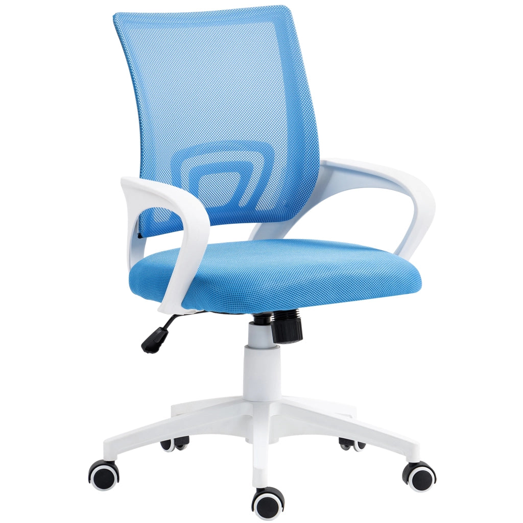 Sedia da ufficio girevole con schienale in rete, braccioli e altezza regolabile ¨C zephmum ¨C blu chiaro, carico 120 kg