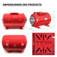 Vaso di espansione 100 l orizzontale per impianti idrici, sistemi autoclave, con membrana EPDM