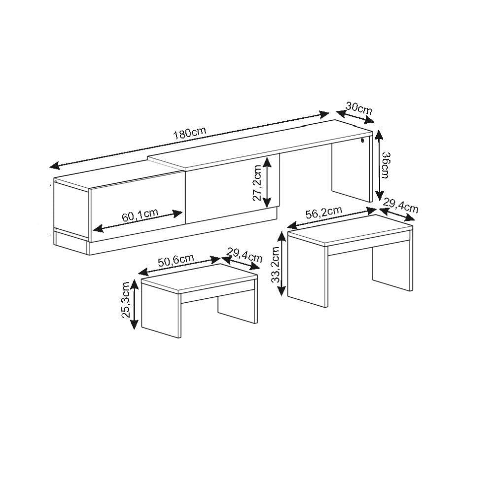 Porta TV in legno "Nest" - 180 x 30 x 36 cm - Beige