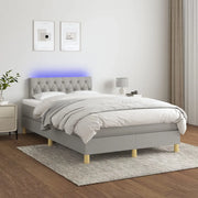 Letto a Molle Materasso e LED Grigio Chiaro 120x200 cm Tessuto 3133941