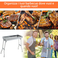 Barbecue a Carbone Carbonella Portatile e Pieghevole in Acciaio Inox