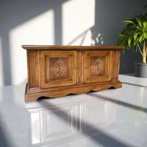 Porta tv Alberta in legno 2 ante con intarsio noce Bassano