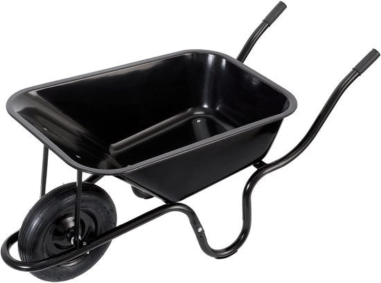 Carrello Metallico 85L - Trolley Pesante con Ruota Pneumatica per Costruzioni e Giardino