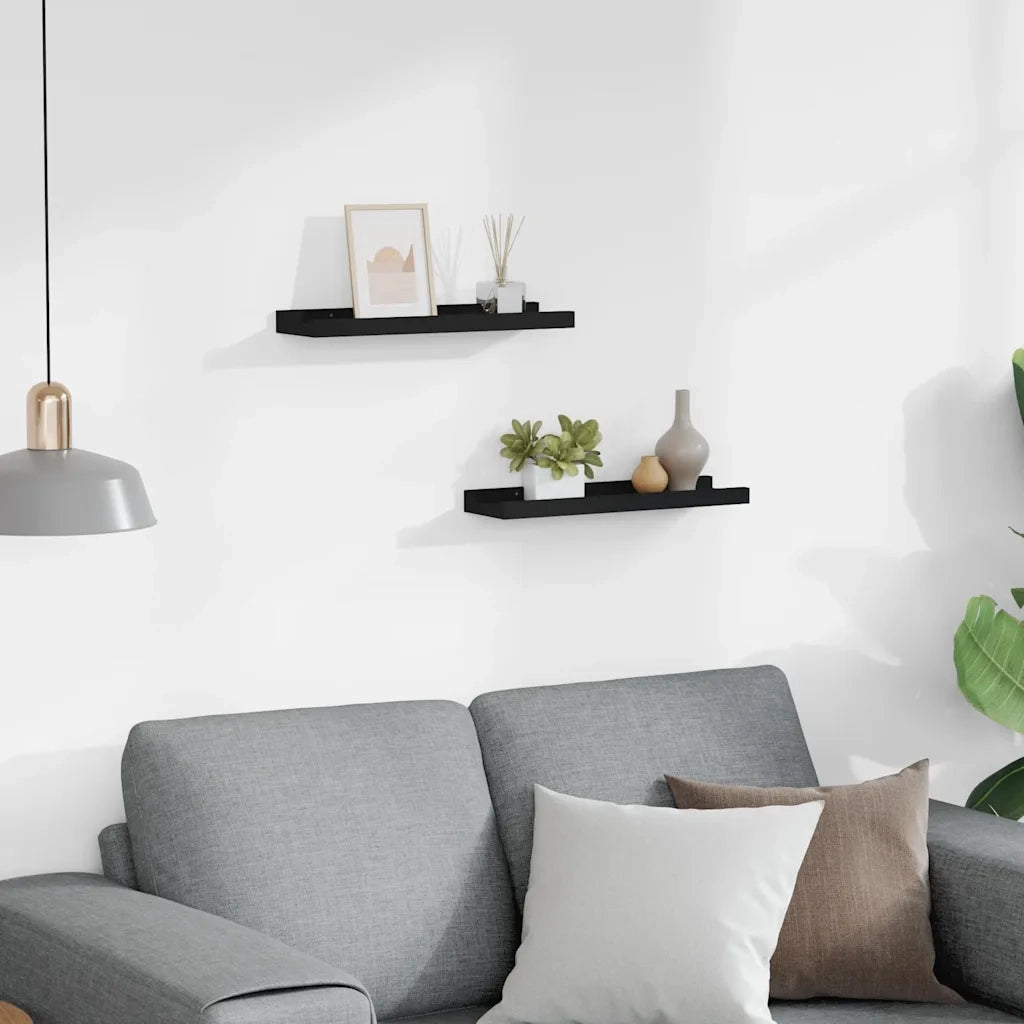 Mensole con Sporgenza 2 pz Nere 40x9x3 cm MDF cod mxl 62873